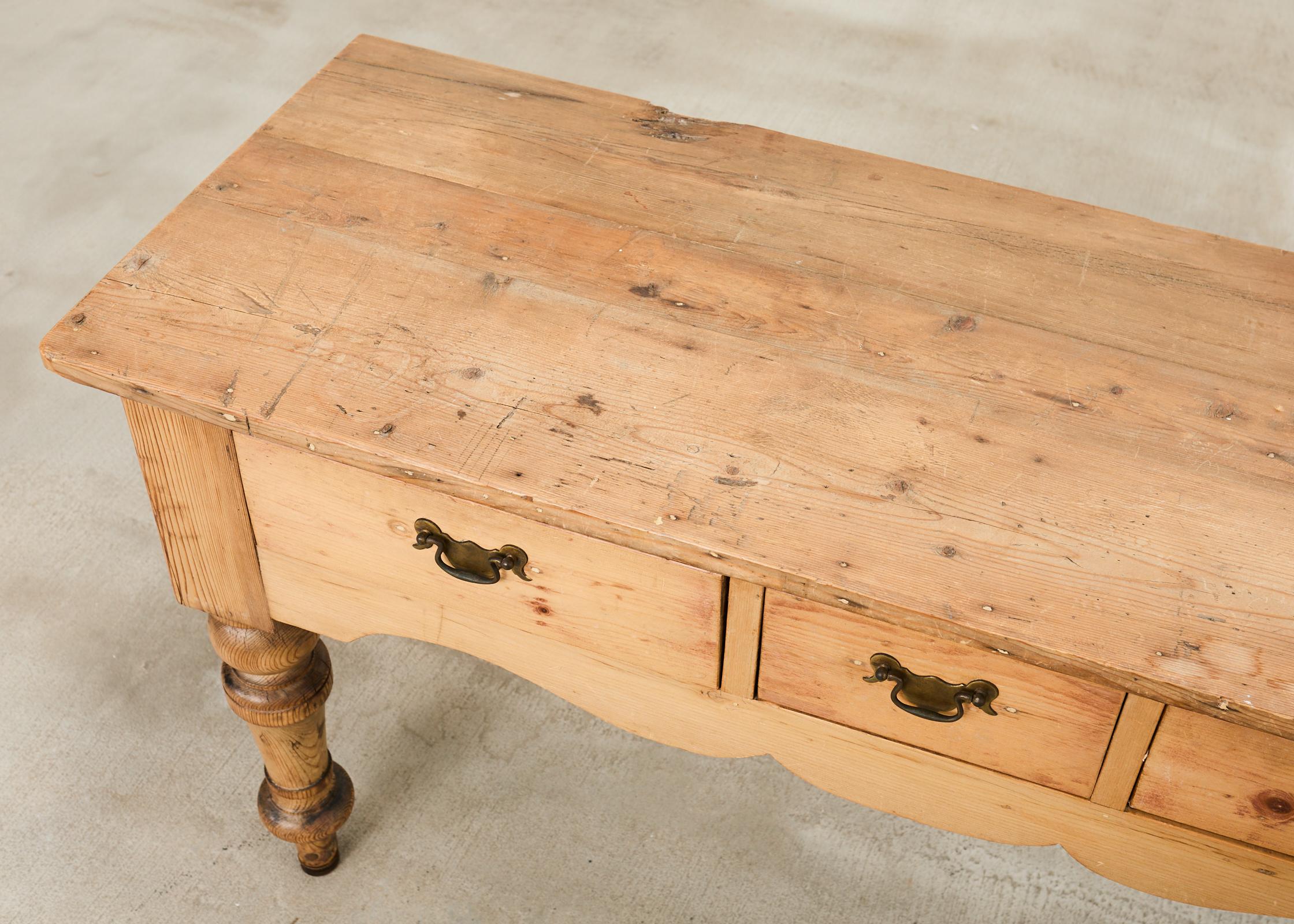 19th Century Country English Provincial Pine Dresser Console Table For Sale 2