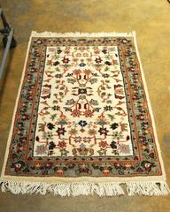 Hand-Knotted Indo Tabriz Floral Rug
