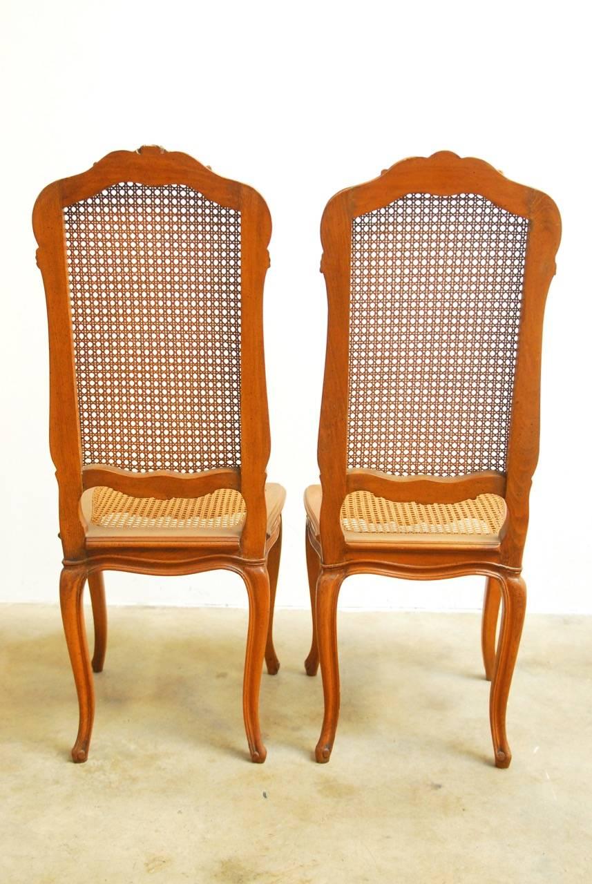Pair of French Louis XV Style Cane Dining Chairs 1