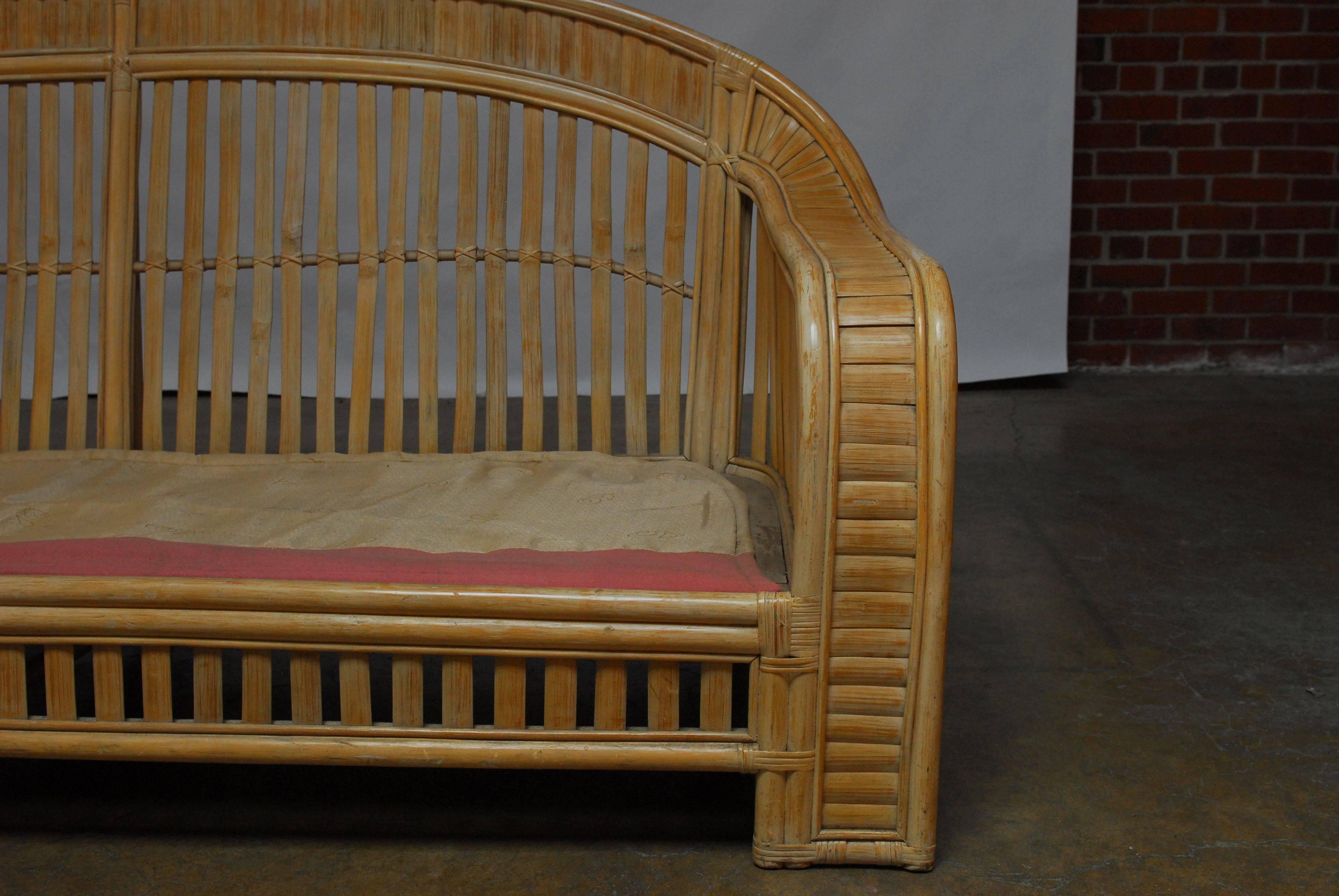 Hand-Crafted Bamboo Fan Back Sofa Attributed to Ralph Lauren