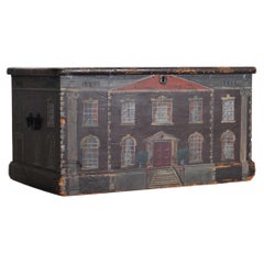 19th C. English Painted Pine Chest with Georgian Manor Façade