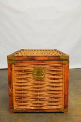 Large Chinese Scorched Bamboo Woven Trunk