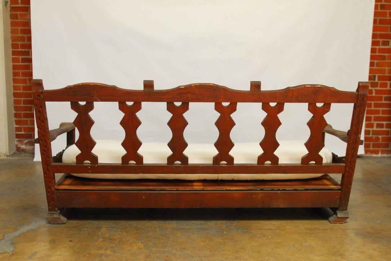American Important Early California Redwood Sofa Bench