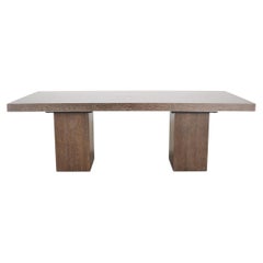 Bernhardt Linea Cerused Oak Modern Pedestal Dining Table 7.5 Ft