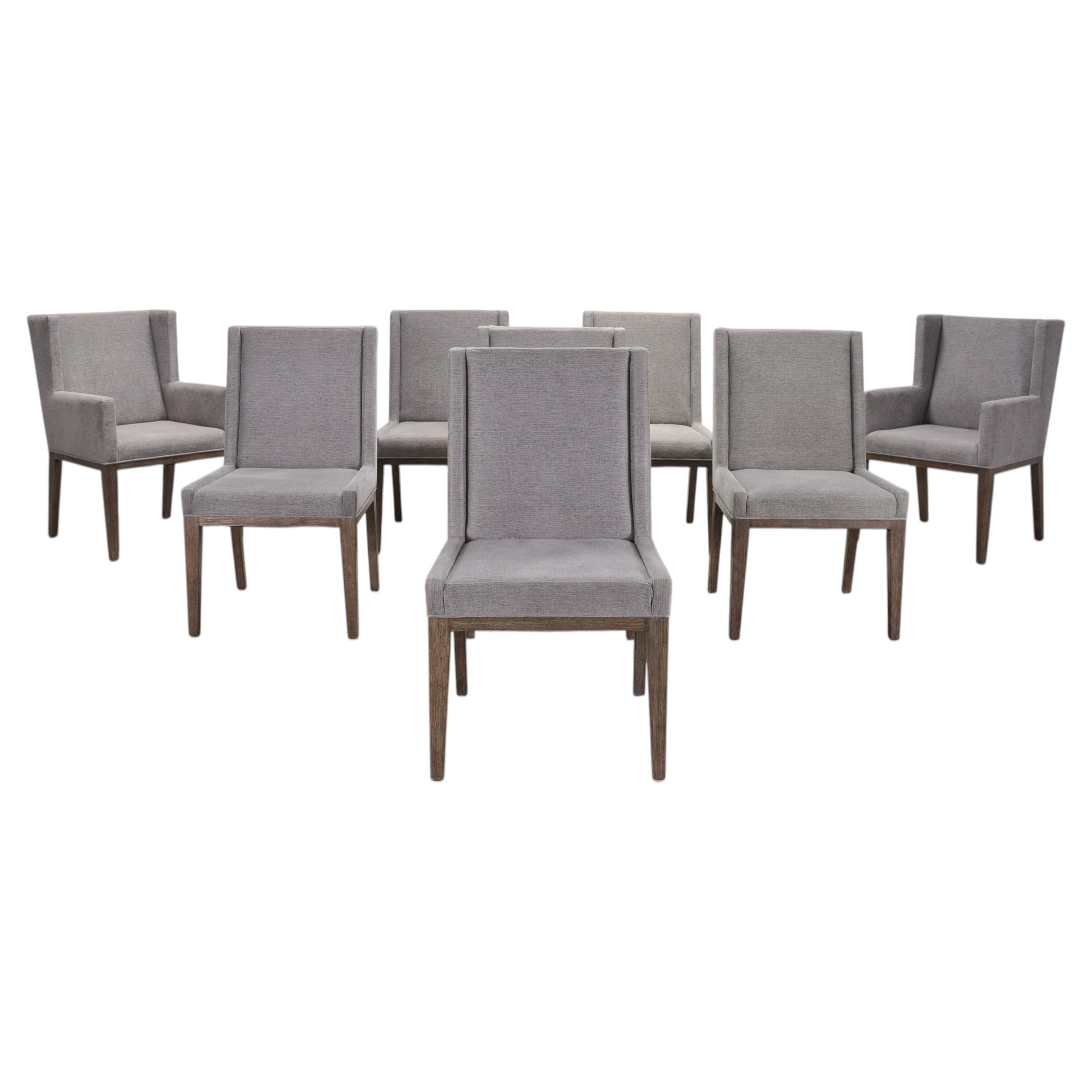 Pre-owned Bernhardt Set Of Eight  "linea" Cerused Ash Dining Chairs In Brown