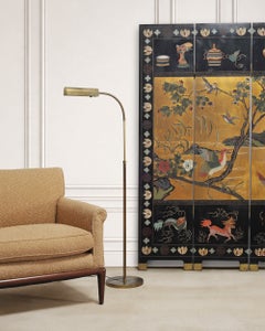 Mid-Century Patinated Brass Adjustable Pharmacy Floor Lamp