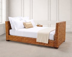 Ralph Lauren Style Organic Modern Woven Wicker Rattan Bed