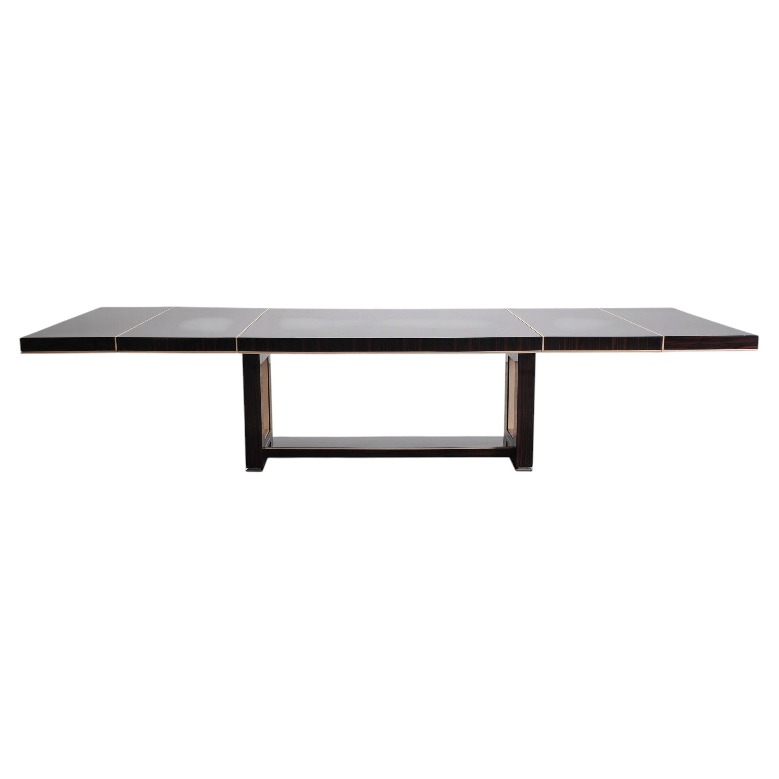 Mesa de comedor «Grand» de Dakota Jackson, de ébano de Macasar, de 11 pies. en venta