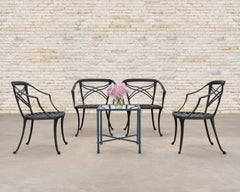 Set of Four Brown Jordan Neoclassical Garden Dining Armchairs