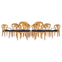 Set of Twelve Viennese Biedermeier Style Burlwood Dining Chairs