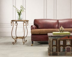 Rene Drouet Style Gilded Iron Granite Top Center Table