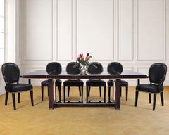 Set of Twelve Ralph Lauren "Duke" Black Leather Dining Chairs