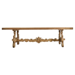 19th C. Spanish Baroque Bleached Oak Farmhouse Dining Table