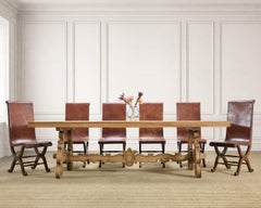 19th C. Spanish Baroque Bleached Oak Farmhouse Dining Table