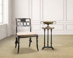 20th C. English Chinoiserie Ebonized Gilt Tripod Drinks Table