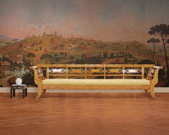 Monumental Swedish Biedermeier Style Burl Hall Bench 11.5 Ft