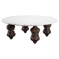 Cocktail-Tisch im Bohemian-Stil mit Bronze-Knauf und Tischplatte aus Carrara-Marmor