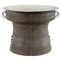 Southeast Asian Bronze Elephant Rain Drum Drinks Table 2 Ft
