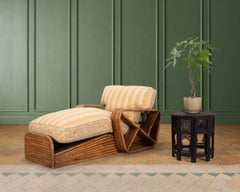 Paul T. Frankl Rattan Six-Strand Square Pretzel Chaise Longue