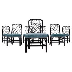 Set of Eight Chinese Chippendale Dining Chairs by Hickory Chair