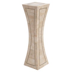 Tessellated Stone Brass Pedestal Stand Maitland Smith Style