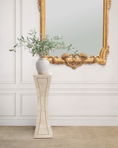 Tessellated Stone Brass Pedestal Stand Maitland Smith Style