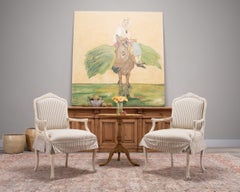 Ira Yeager 20th C. Corfu Woman on Donkey Oil Canvas Painting 6 Ft