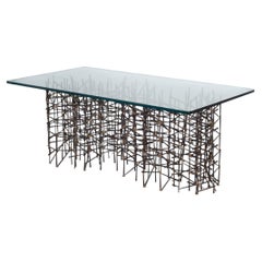 Marc Weinstein Attributed Brutalist Welded Nails Cocktail Table
