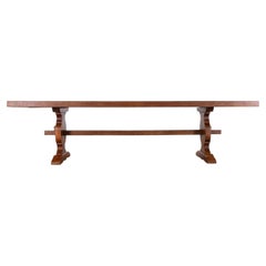 Table à manger à tréteaux en chêne de style rustique 10 pieds