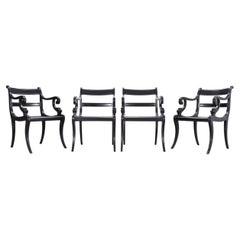 Set of Four Ralph Lauren Style Regency Caned Dining Armchairs