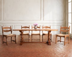 Set di sei sedie da pranzo in rovere "Rush" in stile brutalista francese