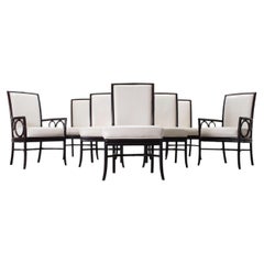 Set of Eight Laura Kirar for McGuire Rattan Ring Dining Chairs