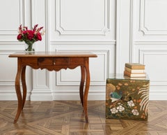 Chinese Qing Style Painted Exotic Birds Leather Trunk Table