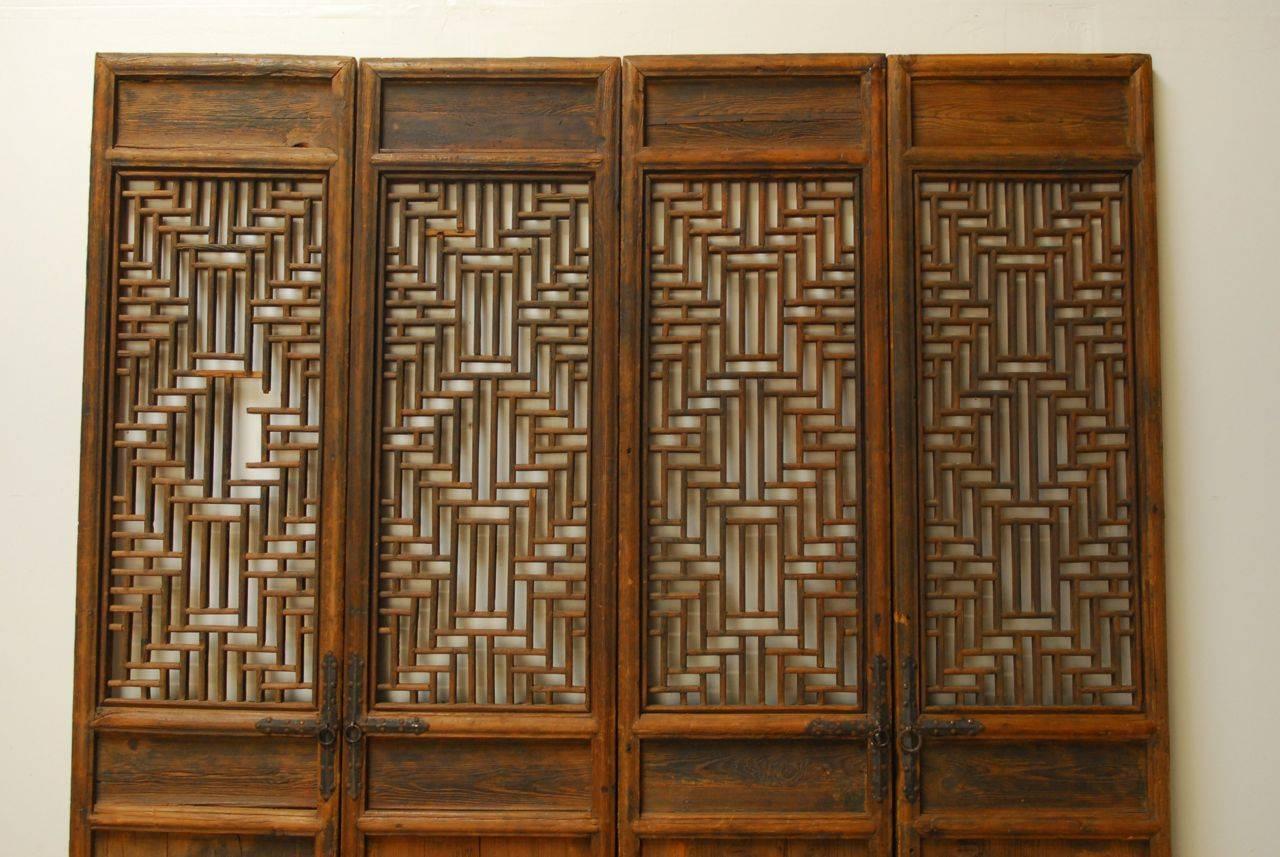 Set of Four Chinese Lattice Panel Doors In Good Condition In Rio Vista, CA