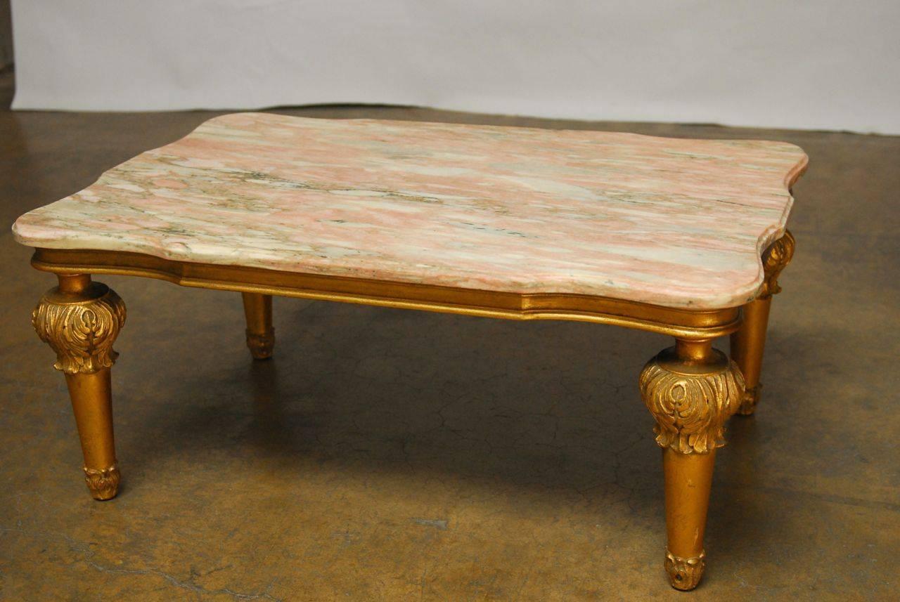 Hollywood Regency Marble-Top Cocktail Table by Ruder In Excellent Condition In Rio Vista, CA