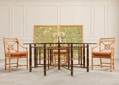 Pair of Chelsea House Edgedale Chinoiserie Painted Silk Panels