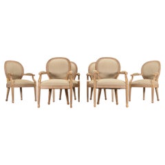 Lot de six fauteuils de salle à manger Kreiss en chêne cérusé, de style Louis XVI