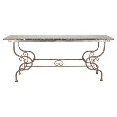 French Belle Époque Steel Marble Bronze Pâtisserie Table Console