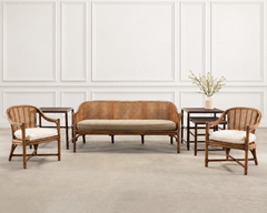 McGuire Organic Modern Rattan Double-Cane Panel Sofa Settee