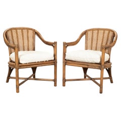Coppia di poltrone McGuire in rattan e canna organici in stile moderno