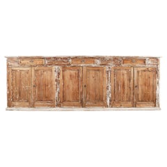 Monumental 19th C. French Stripped Pine Sideboard Cabinet 12 Ft