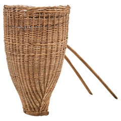19th C. Rustic French Provincial Wicker Grape Harvest Basket