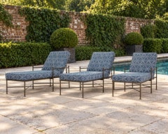 Set of Three Mario Papperzini Style Wrought Iron Chaise Longues