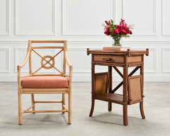Pair of McGuire Style Rattan Cane Drink Tables or Nightstands