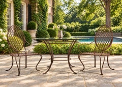Rose Tarlow Twig Iron Garden Dining Table and Six Armchairs