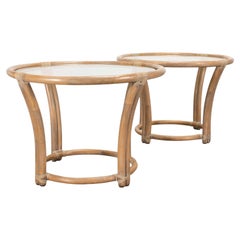 Pair of McGuire Organic Modern Cerused Rattan Drink Tables