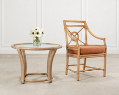 Pair of McGuire Organic Modern Cerused Rattan Drink Tables
