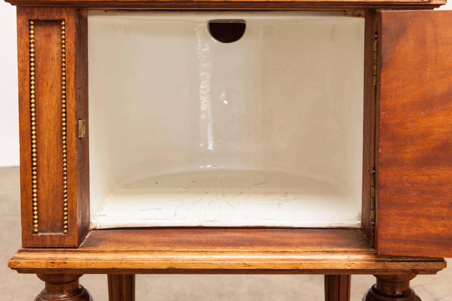 French Directoire Style Marble-Top Bedside Table In Excellent Condition In Rio Vista, CA