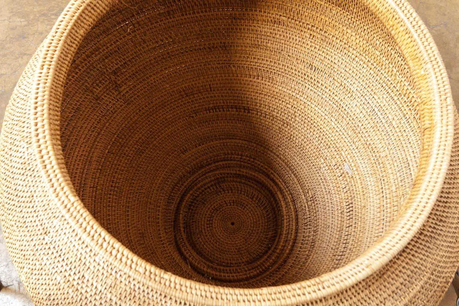 20th Century Woven Rattan Lidded Basket
