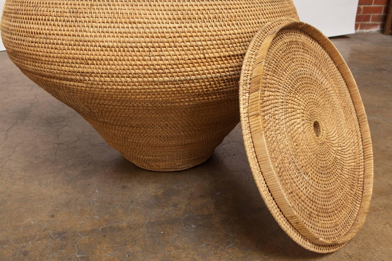 Woven Rattan Lidded Basket 2